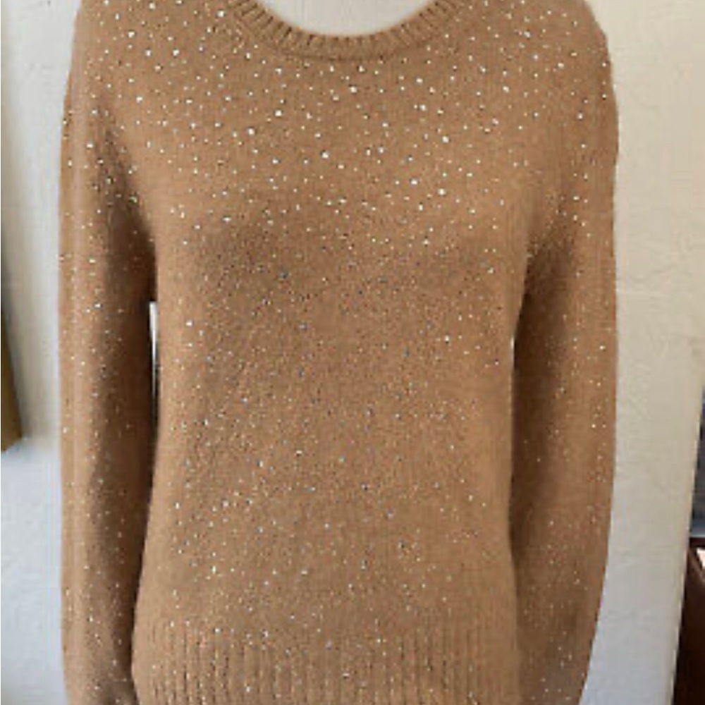 New! J Crew Holiday gemstone sparkle sweater soft yarn NWT size S Camel color